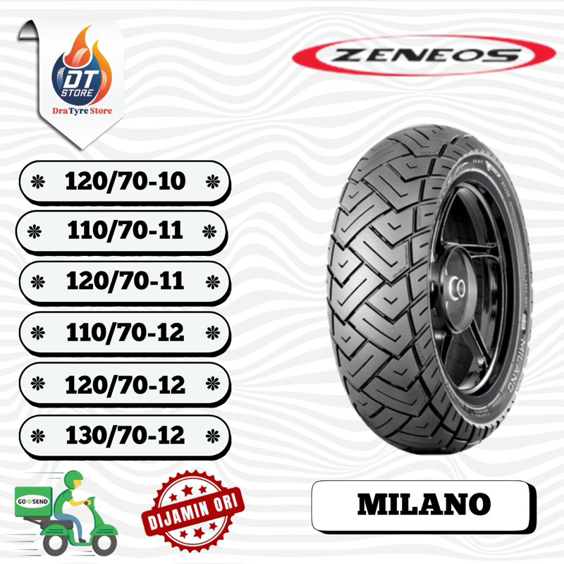 Ban Zeneos Milano Ring 10,11,12 Tubeless (110/70 120/70 130/70) Untuk Motor Vespa, Fazio dll