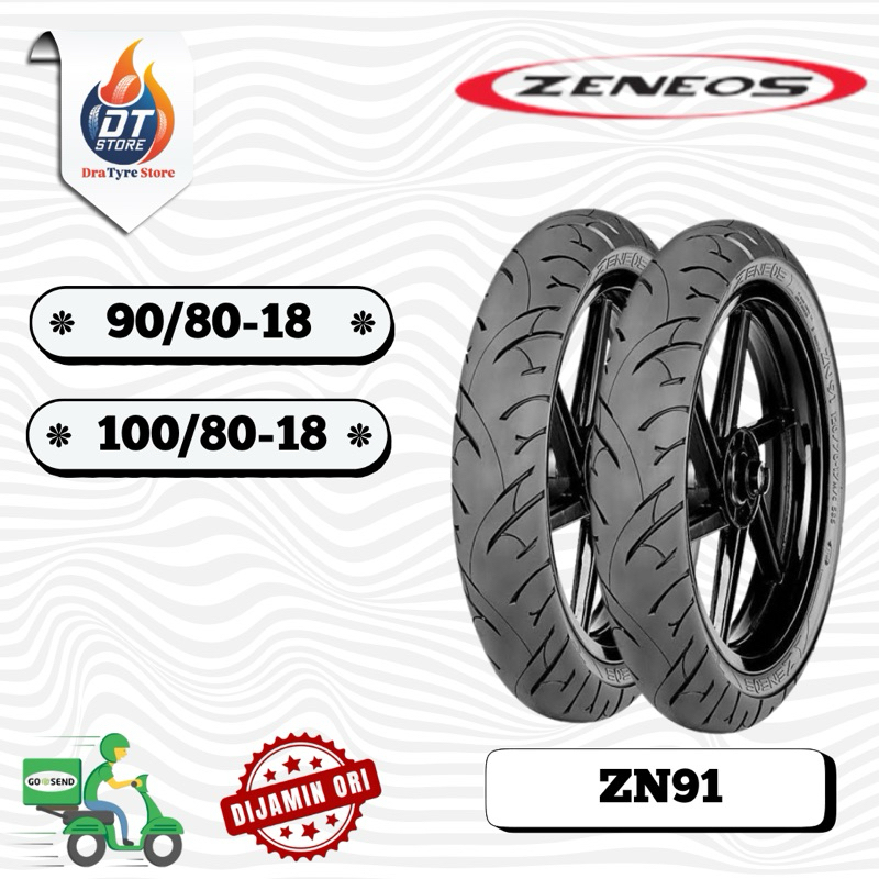 [FREE COD] Ban Zeneos ZN91 Ring 18 Tubeless (90/80 & 100/80) Untuk Motor Rx king, Thunder, Scorpio d