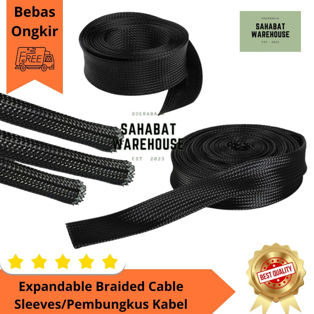 Pembungkus Kabel Expandable | Braided Sleeve / Sleeving 4MM, 6MM, 8MM, 10MM