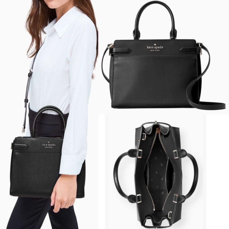 Kate Spade Staci Saffiano Satchel Hand/Sling Bag Black