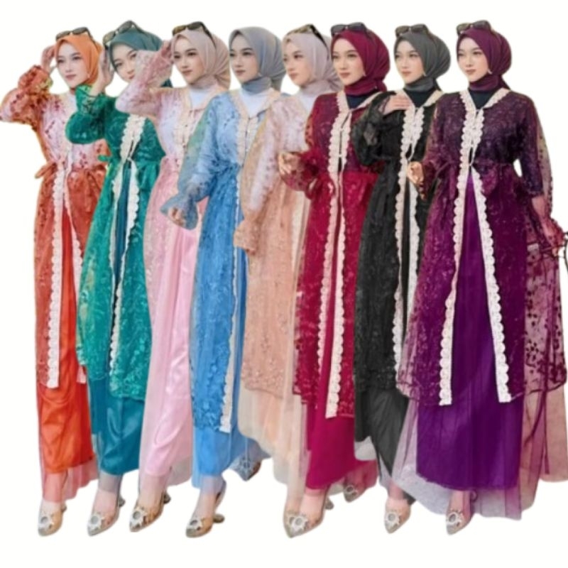 Elsava Gamis Kondangan Setelan Rok Outer  Busana Muslim Wanita Dress Muslimah Pesta Size XL