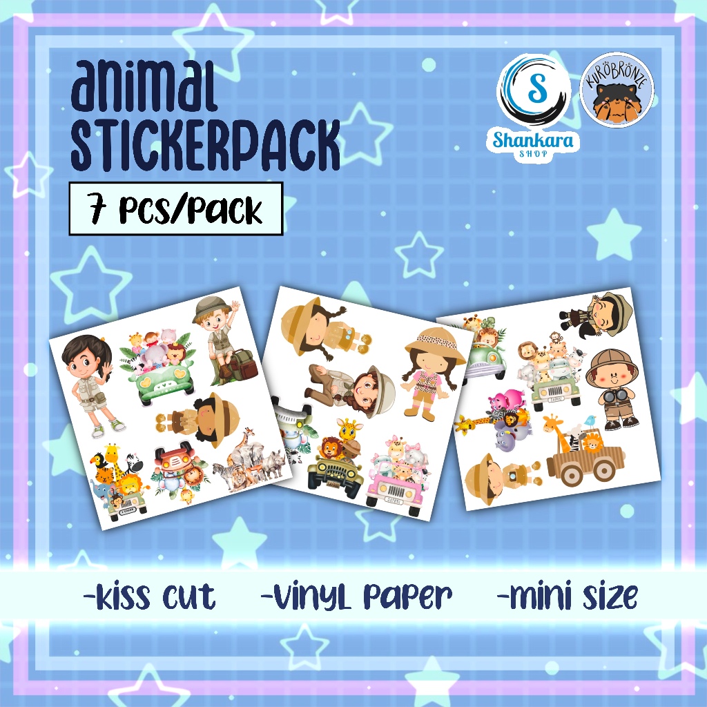 

( isi 7 karakter ) ANIMAL STICKER PACK / PEMANDU SAFARI / ZOO / KEBUN BINATANG / STIKER LUCU / STIKER JURNAL / STIKER IMUT / STIKER MINI