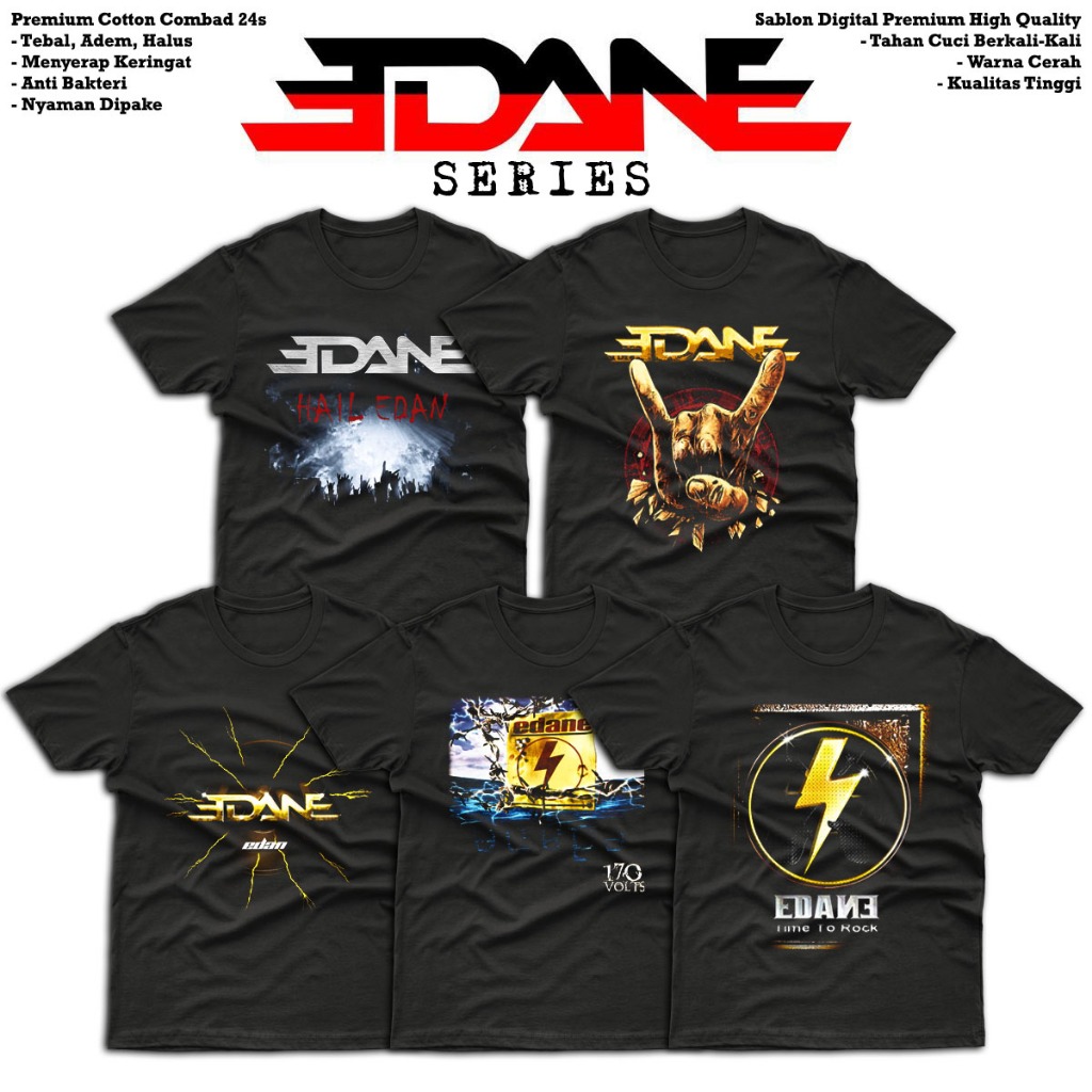 T-shirt BAND EDANE | KAOS BAND MUSIC EDANE | KAOS MUSIC ROCK PRIA WANITA COTTON COMBAD 24S Premium |