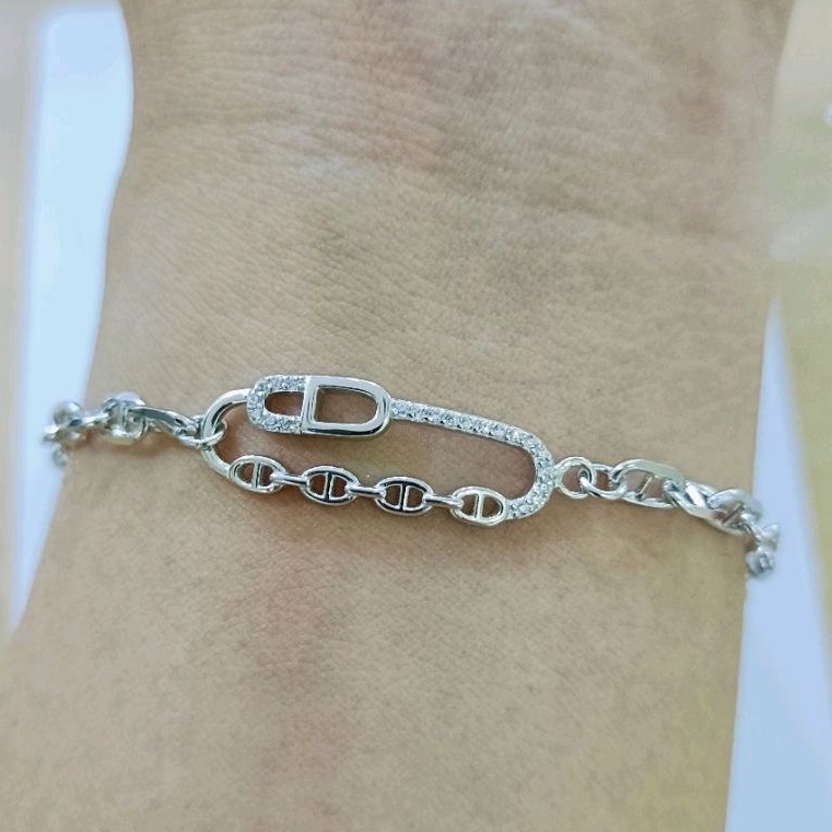 Gelang tangan CD Dewasa Asli perak silver 925 lapis emas putih gal022