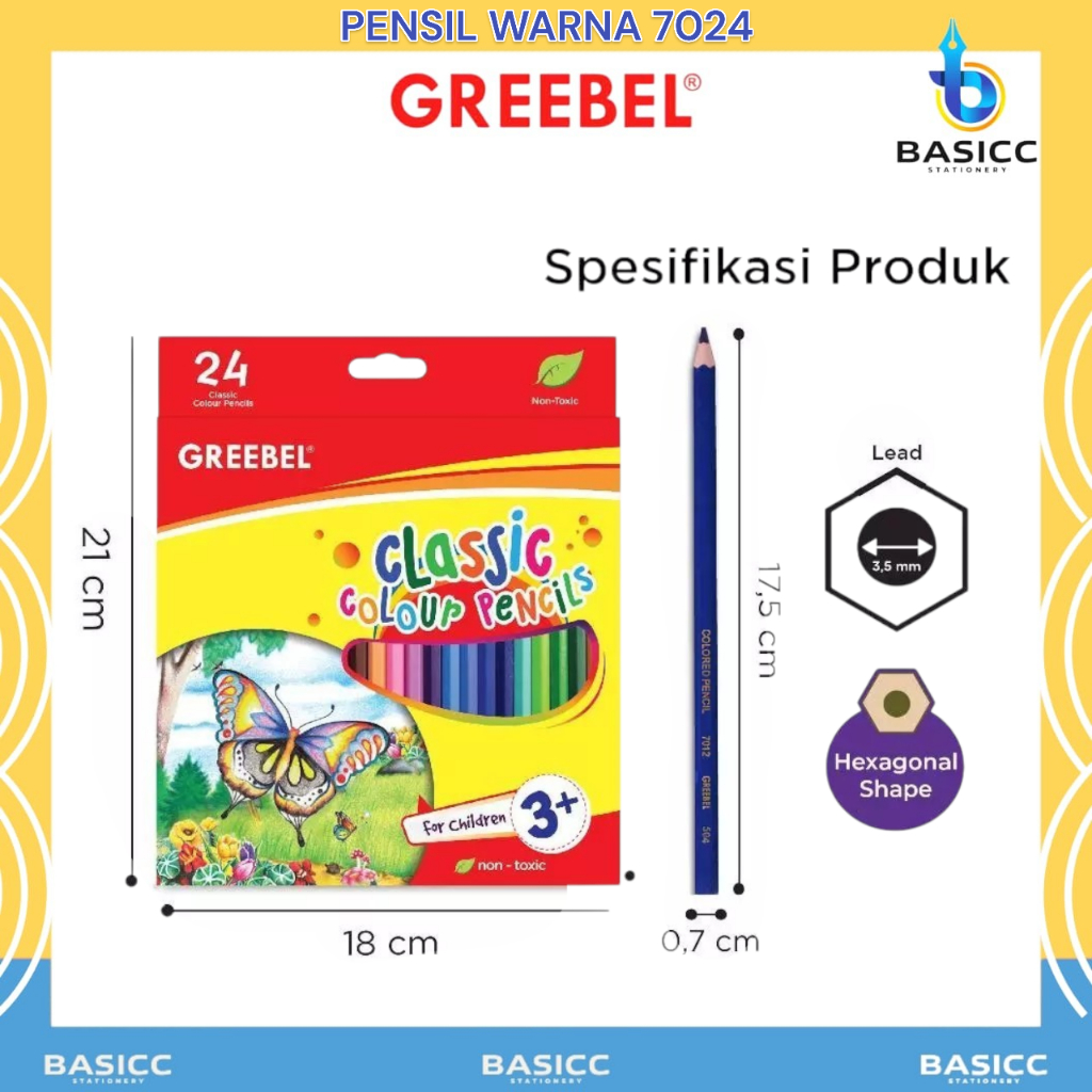 

Greebel Pensil Warna 7024 / Color Pencil Classic | @1 Set= 24 Warna