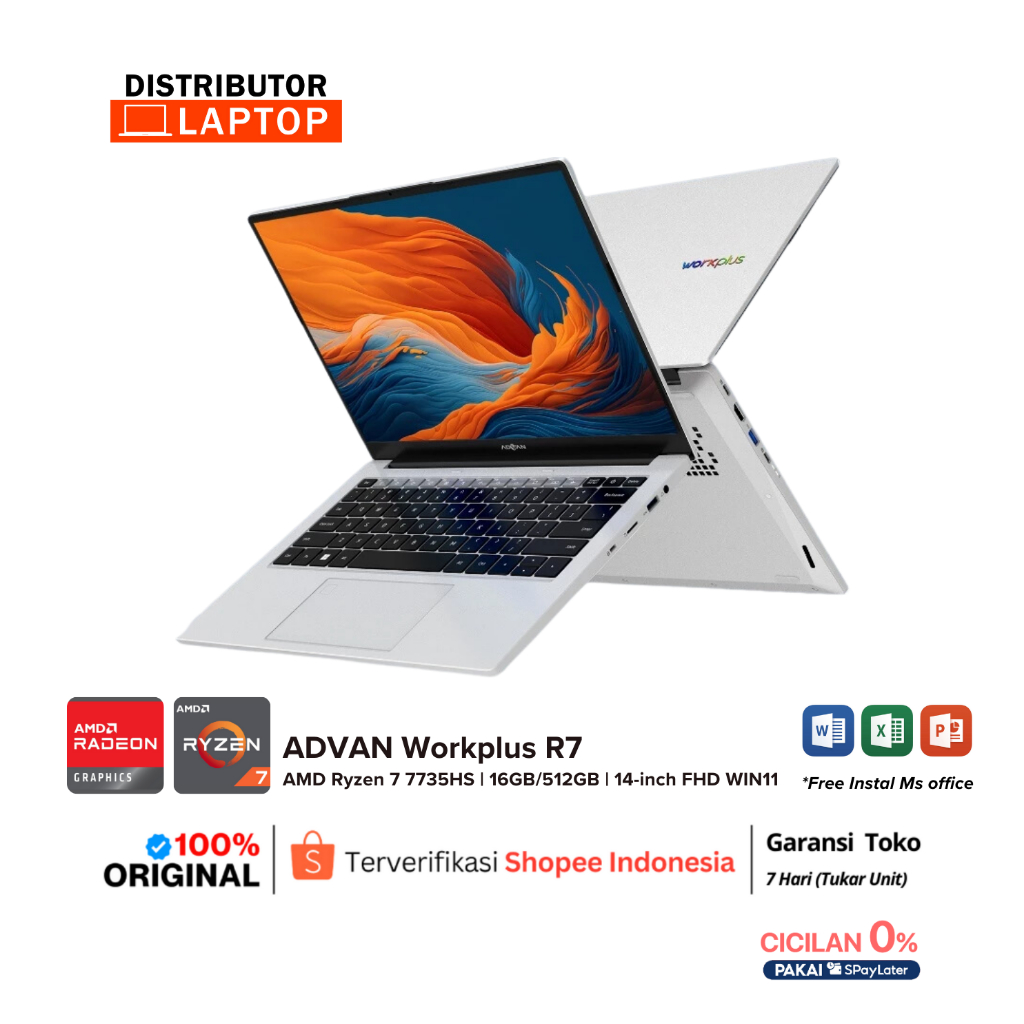 [ PROMO ] ADVAN Workplus AMD R7 7735HS 16GB 512GB 14" FHD IPS FingerPrint