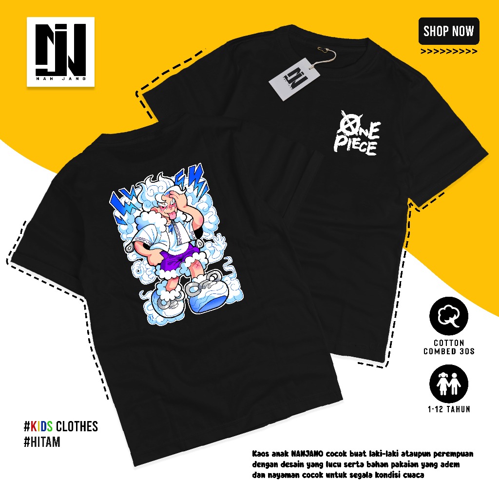 NanJano Kaos anak polos distro Laki laki / Perempuan kaos anak Usia 1-12 tahun Cotton combed 30s OP2