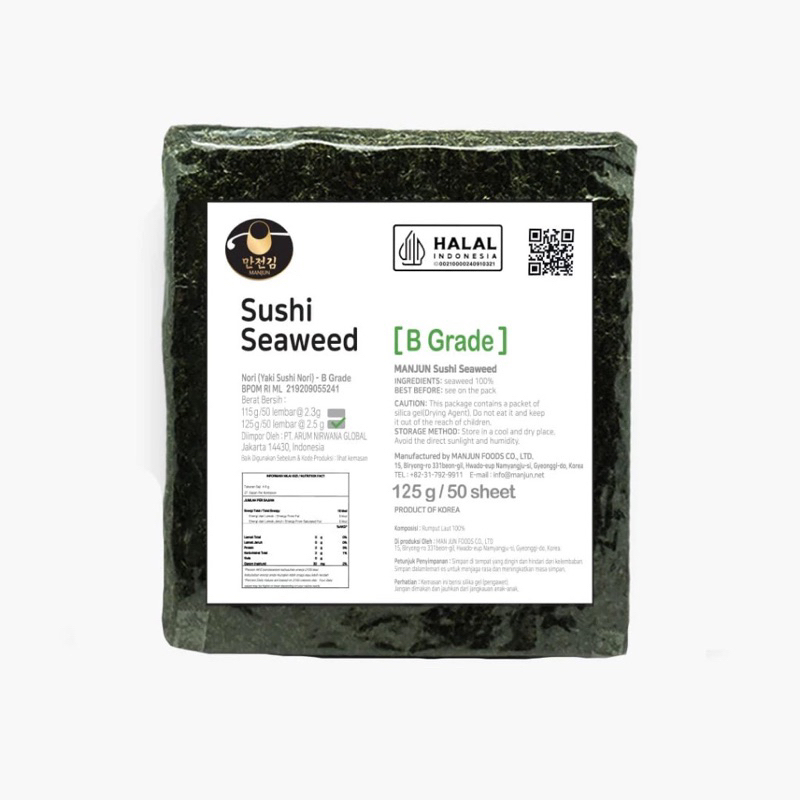 

Manjun Sushi Nori Seaweed Grade B Isi 50 lembar Rumput Laut Bahan Wrap Sushi Onigiri Kimbab Gimbab Masakan Jepang Korea Tebal Enak Lezat Murah Import Impor Malang Jatim