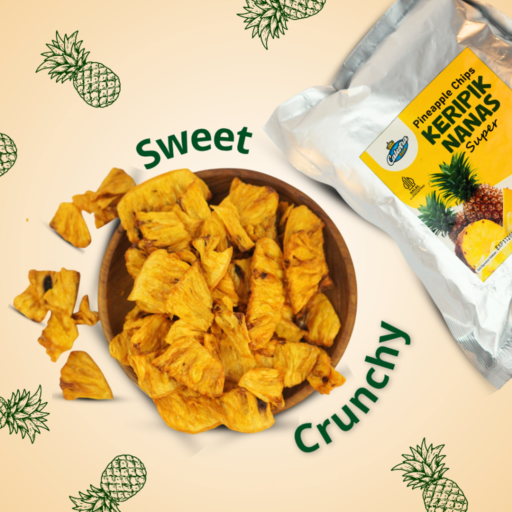 

Forcysn Keripik Nanas Super 100Gr Calestra Snack Cemilan Renyah, Manis, Dan 100% Alami