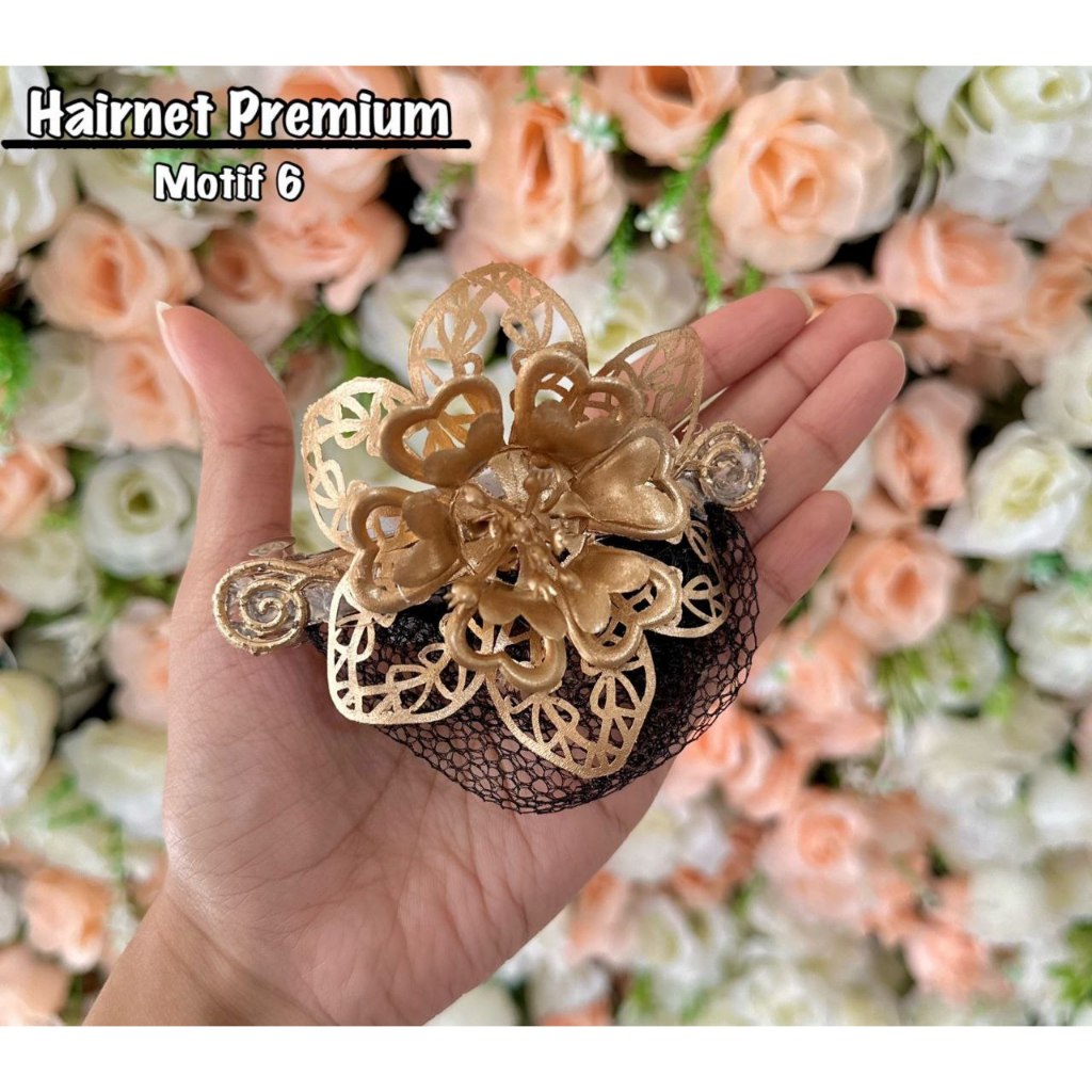 hairnet rambut jepit jaring bunga asoka / jepit hairnet