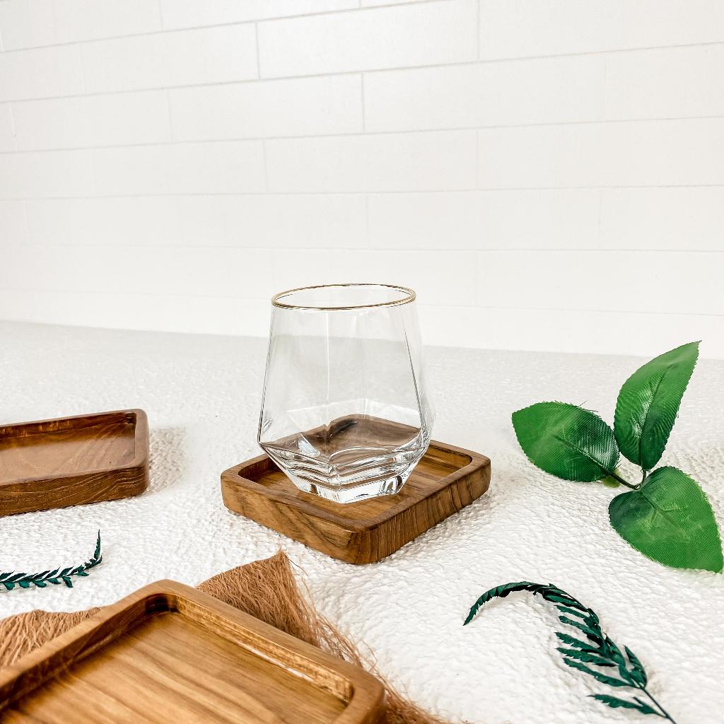 Coaster Kayu Jati (FREE UKIR) Tatakan Gelas Kayu