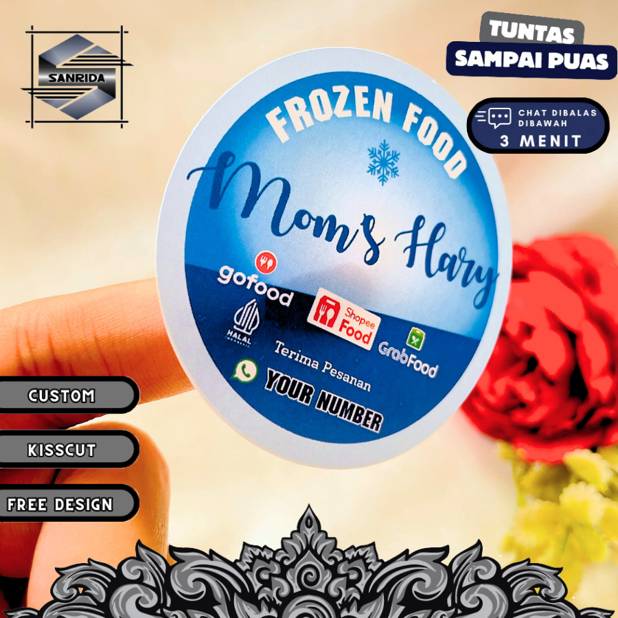 

Sanrida Cetak Stiker Vinyl Frozen Food Sticker Label Makanan Beku Basah Anti Air Custom Free