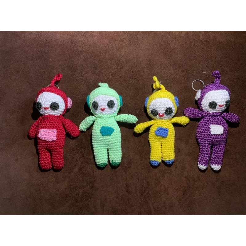 keychain rajut model Teletubbies, gantungan kunci teletabis