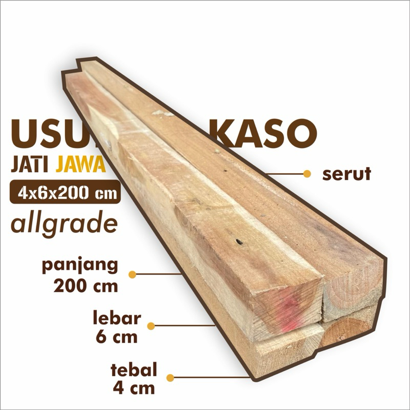 Kayu Usuk Kaso Ukuran 4x6x200 cm Kayu Jati Kampung Allgrade Sudah Serut - dadaisme -