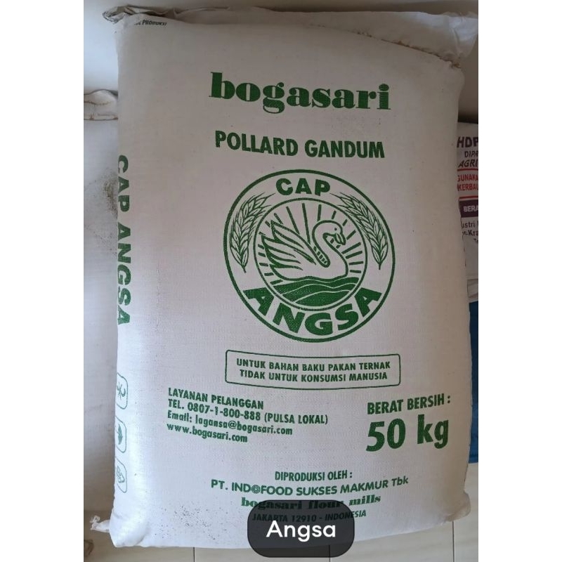 Pollard cap angsa bogasari pakan hewan ternak polar gandum 25kg