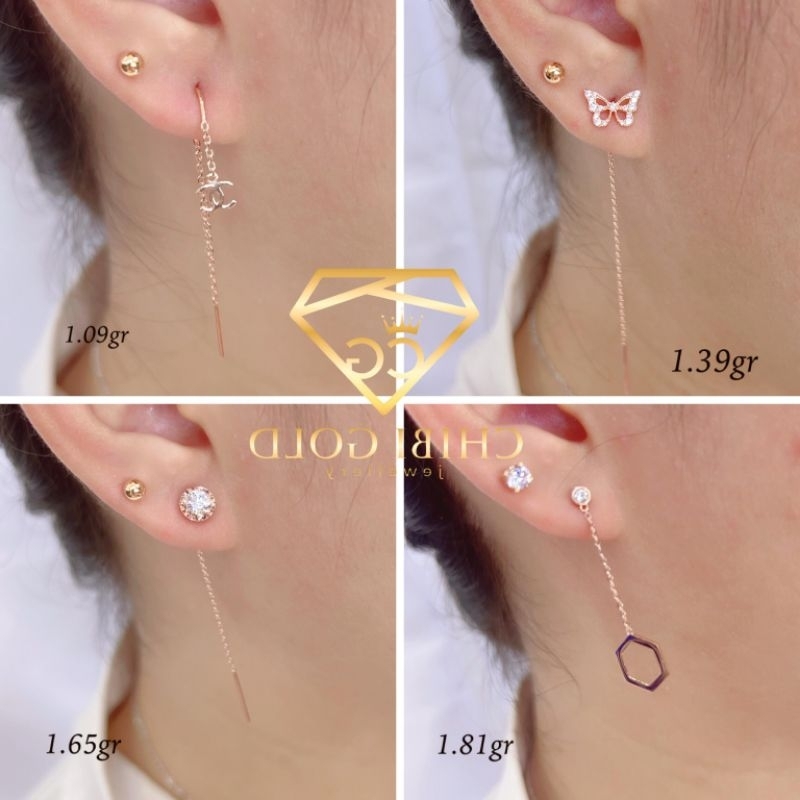 CHIBI GOLD - Anting Telusup emas 750 kadar 17k anting panjang emas 750 kadar 17k