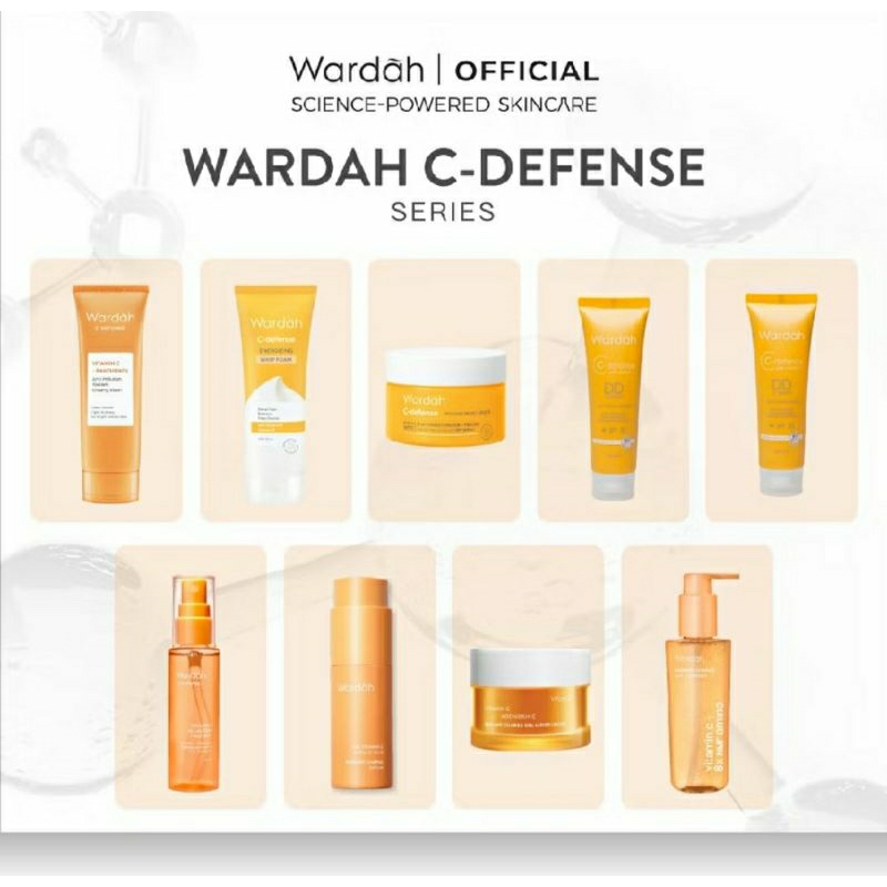 Wardah C Defense Series | Face Mist 55ml Sleeping Mask Serum 20ml DD Cream Natural Light 20 g Creamy