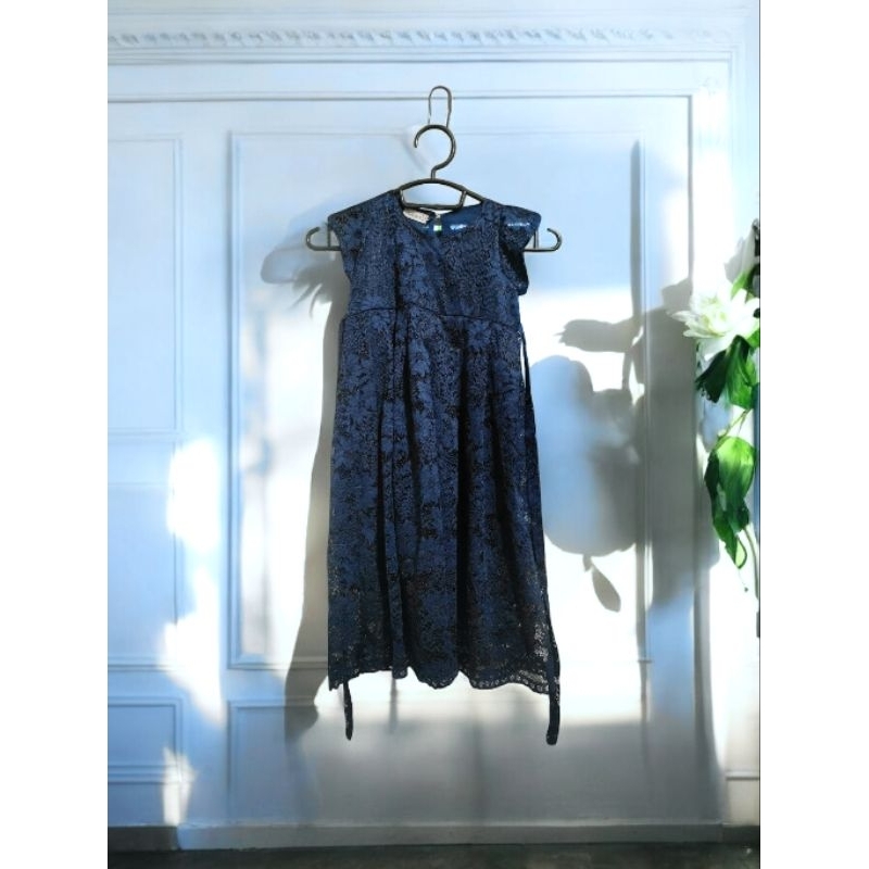Dress brokat anak 5 - 6 tahun warna NAVY prelove