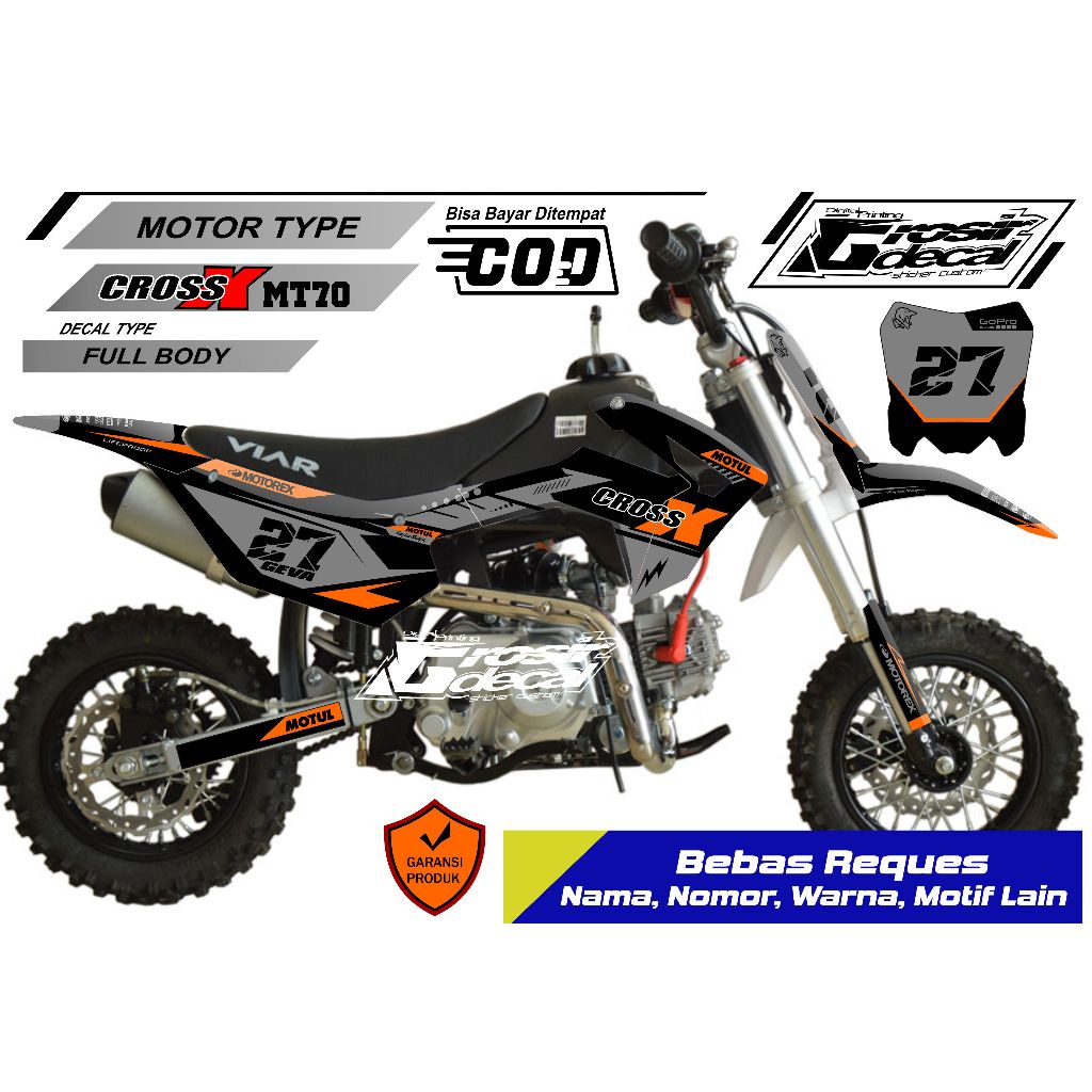 Decal Stiker Mini trail Viar Cross X 70 Full body Bebas Reques