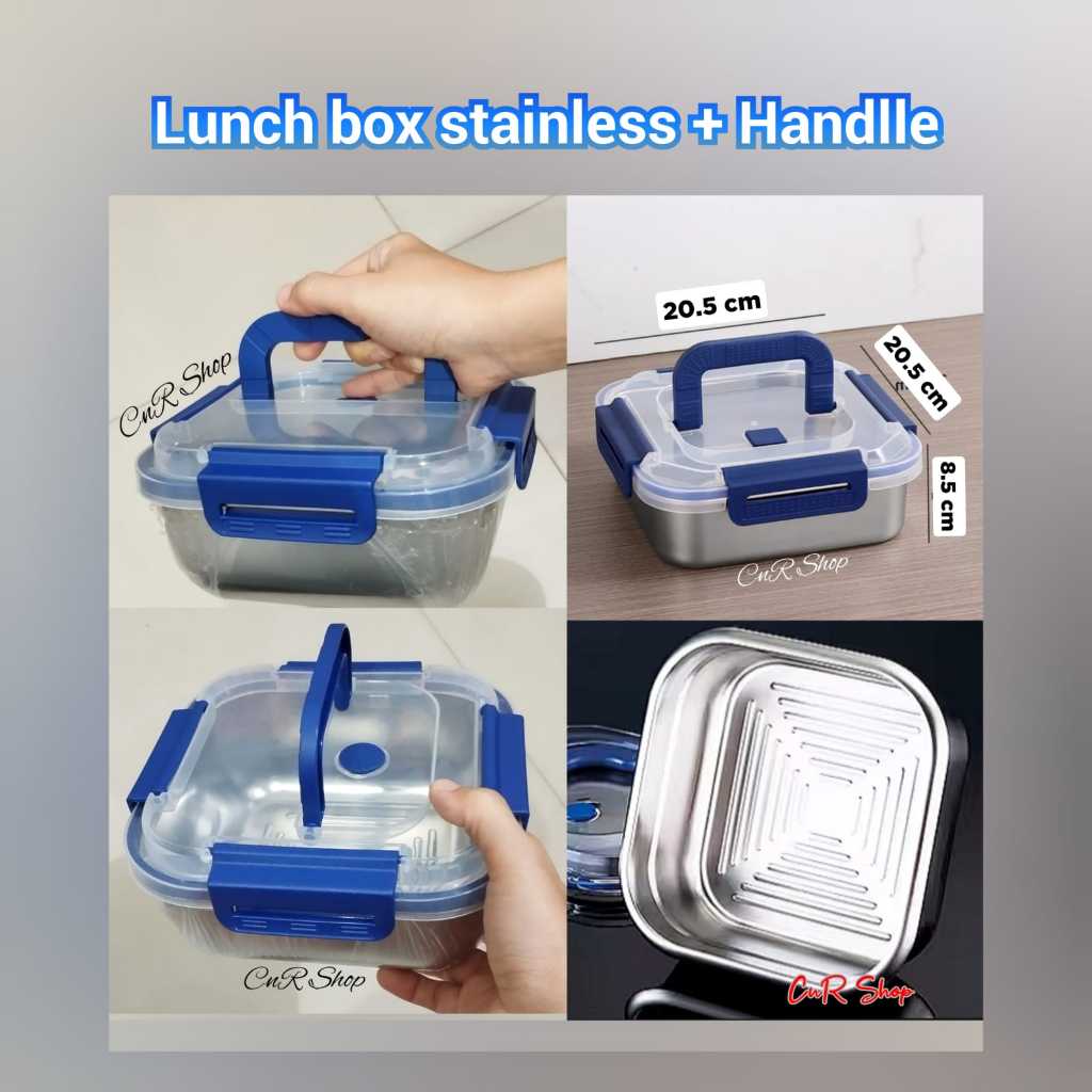 lunch box stainless kedap udara custom nama seal box handle / fresh box / kotak bekal / rantang sayu