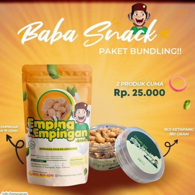

Paket Bundling Emping-Empingan dan Biji Ketapang Baba Cemilan Snack