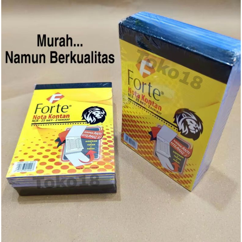 

1 Pak Nota Kontan Kecil 2 Ply & 1 Ply(Isi 10 Buku)Forte