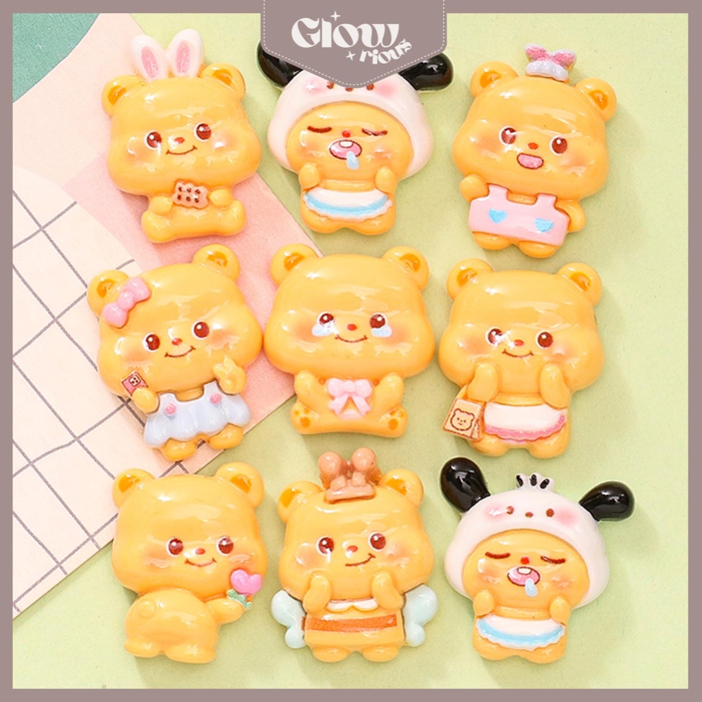 

GR Stiker 3D Resin Clay DIY Botol Gantungan Kunci JIbbitz Jepitan Rambut Motif Butter Bear Kuning