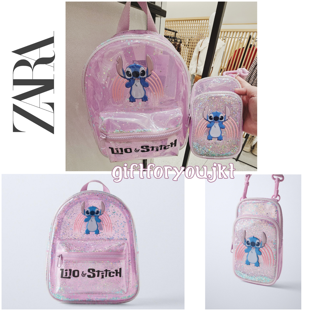 Tas Ransel Anak Mini Backpack Zara Kids Vinil Lilo & Stitch Disney Perempuan Girl School Traveling C