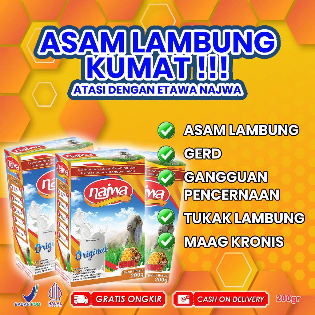 

ETAWA NAJWA Susu Etawa PLUS MADU - Cegah ASAM LAMBUNG tanpa kambuh