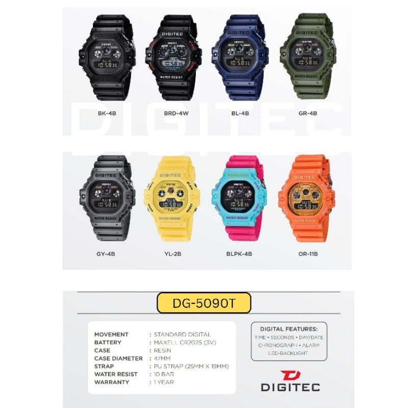 Jam Tangan Pria Digital DIGITEC 5090 5090T DG-5090T ORIGINAL Garansi Resmi