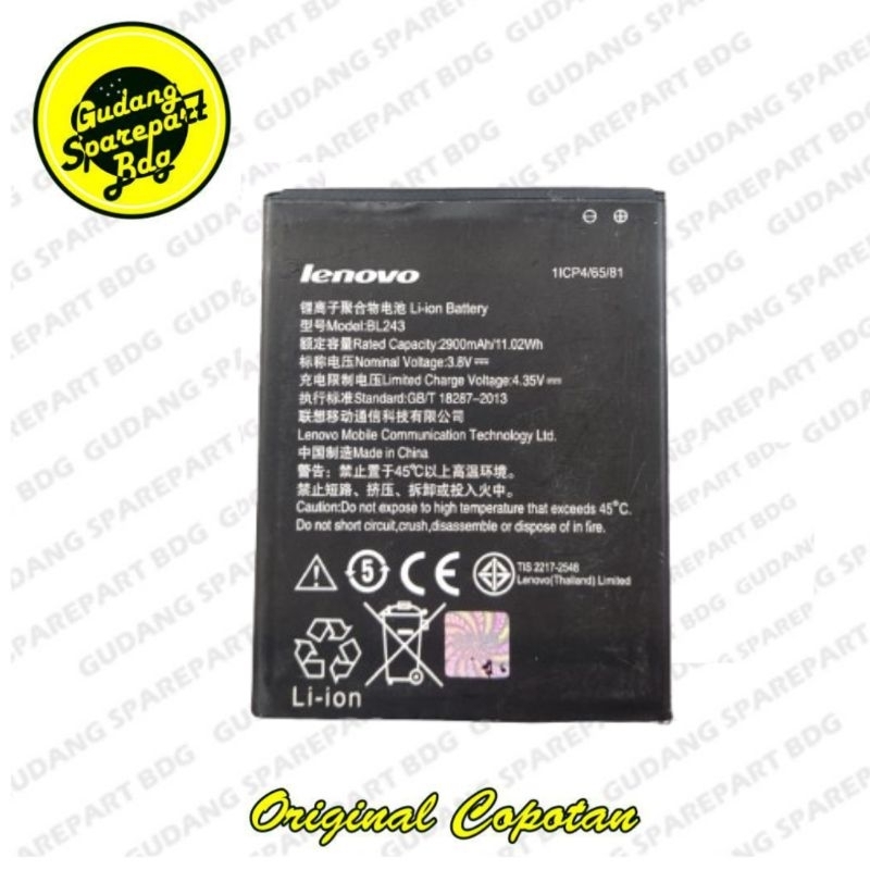 baterai Batre Battery untuk Lenovo A7000 / A7000 Plus BL243 Original Copotan