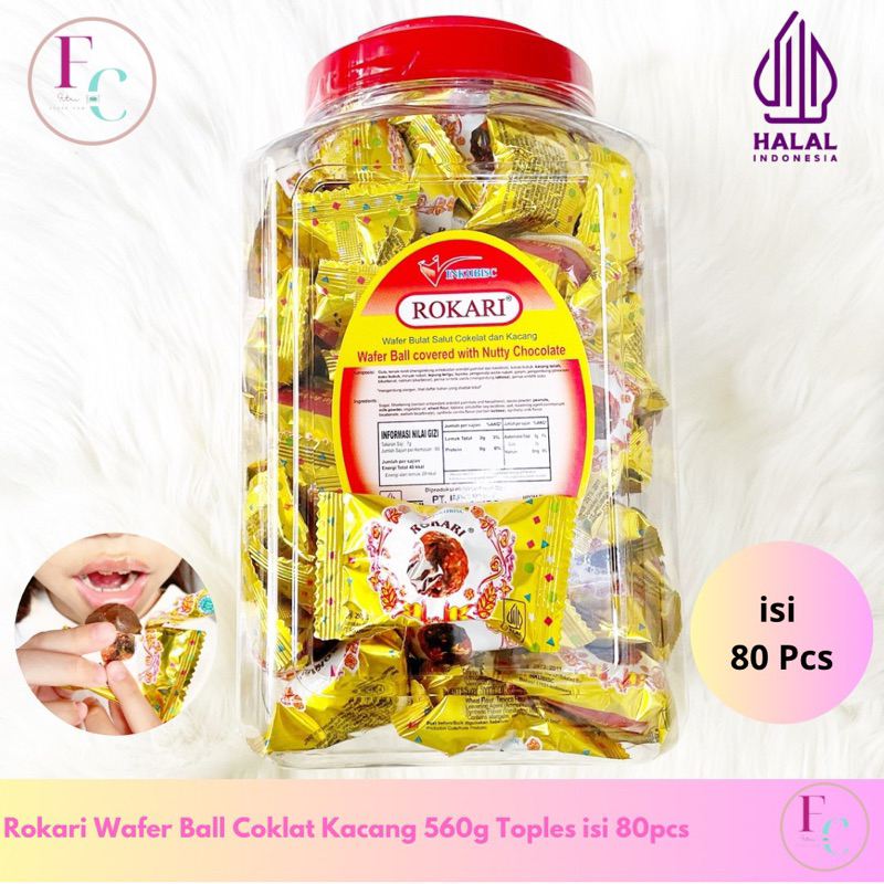 

Rokari Wafer Bals Coklat Kacang Toples isi Banyak 80 pcs