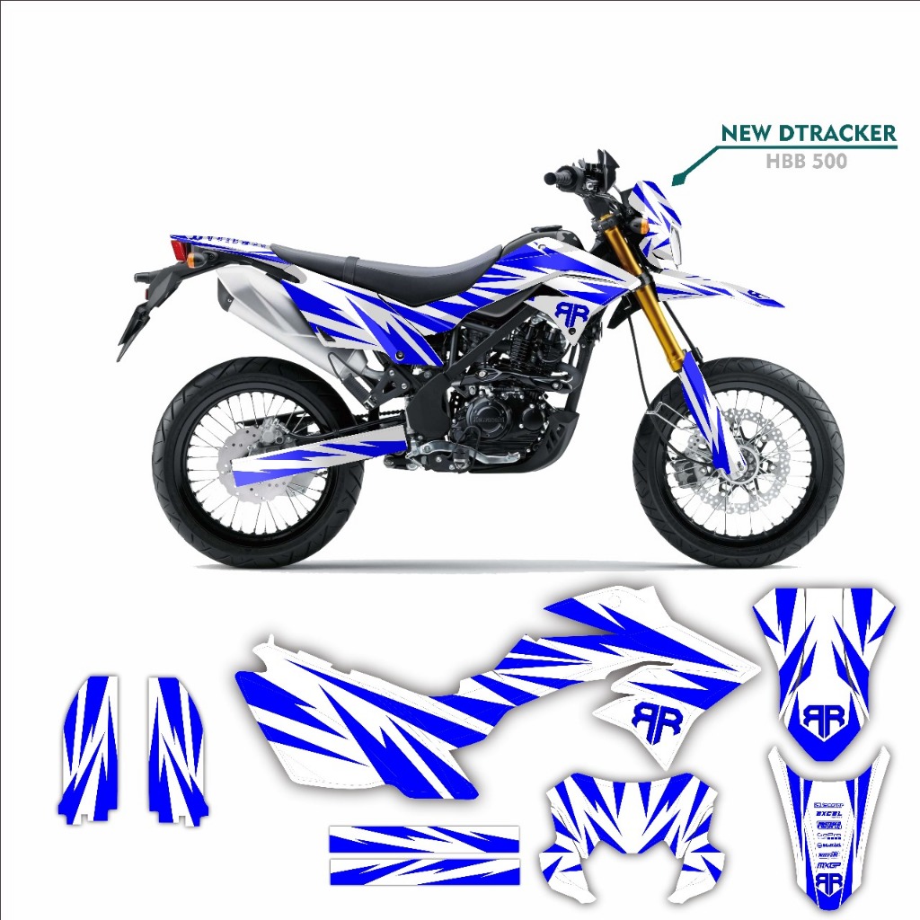 Decal new dtracker full body supermoto biru putih