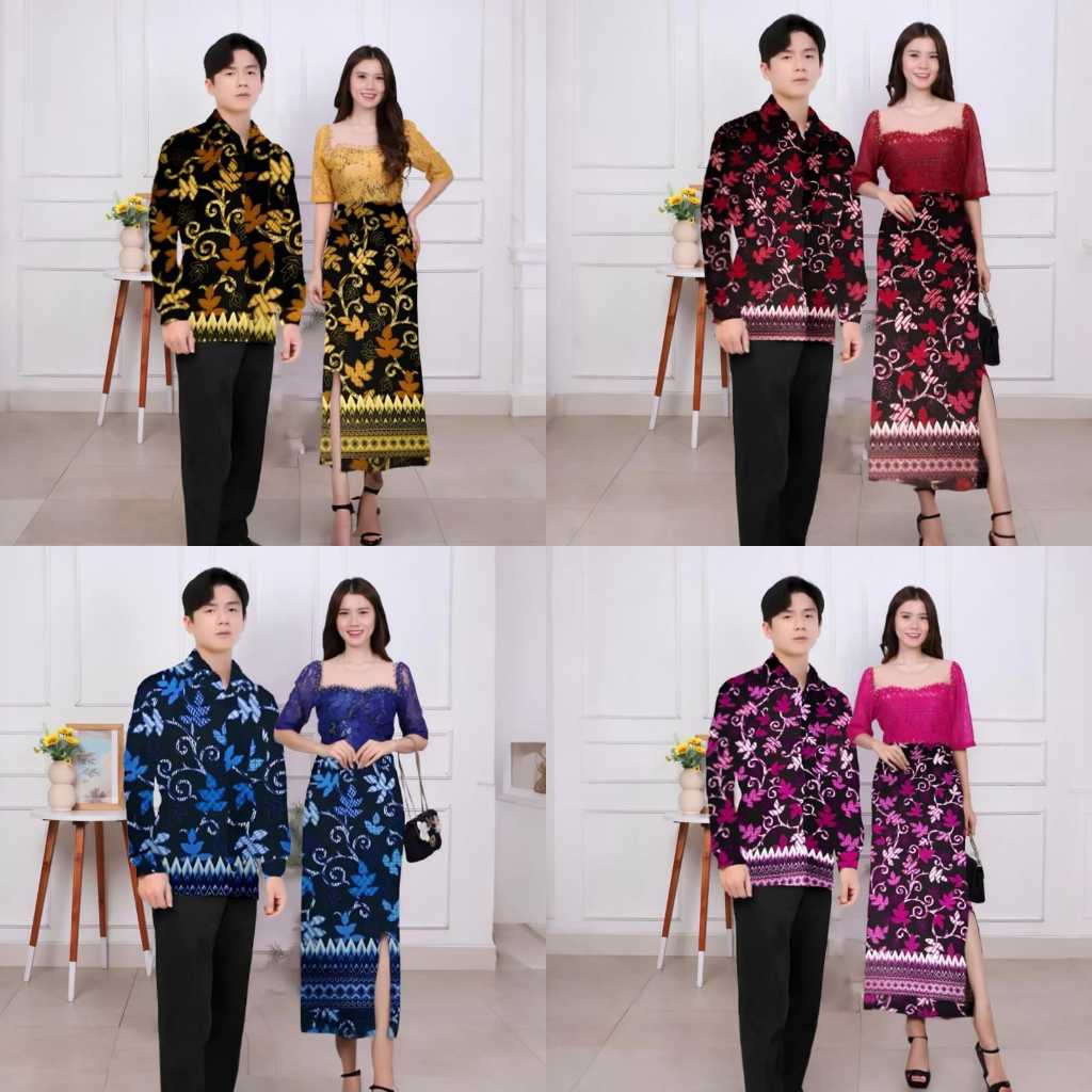 DYA369 Couple Batik Luna Maxi Dress Kemeja Pria Bisa Pasangan Seragaman Keluarga Hajatan Tersedia