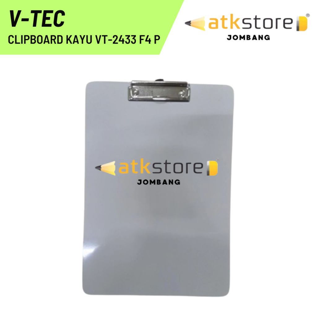 

V-TEC Clipboard Kayu VT-2433 Folio Putih / Papan Jalan / Papan Dada Kayu F4 Folio Clip Board