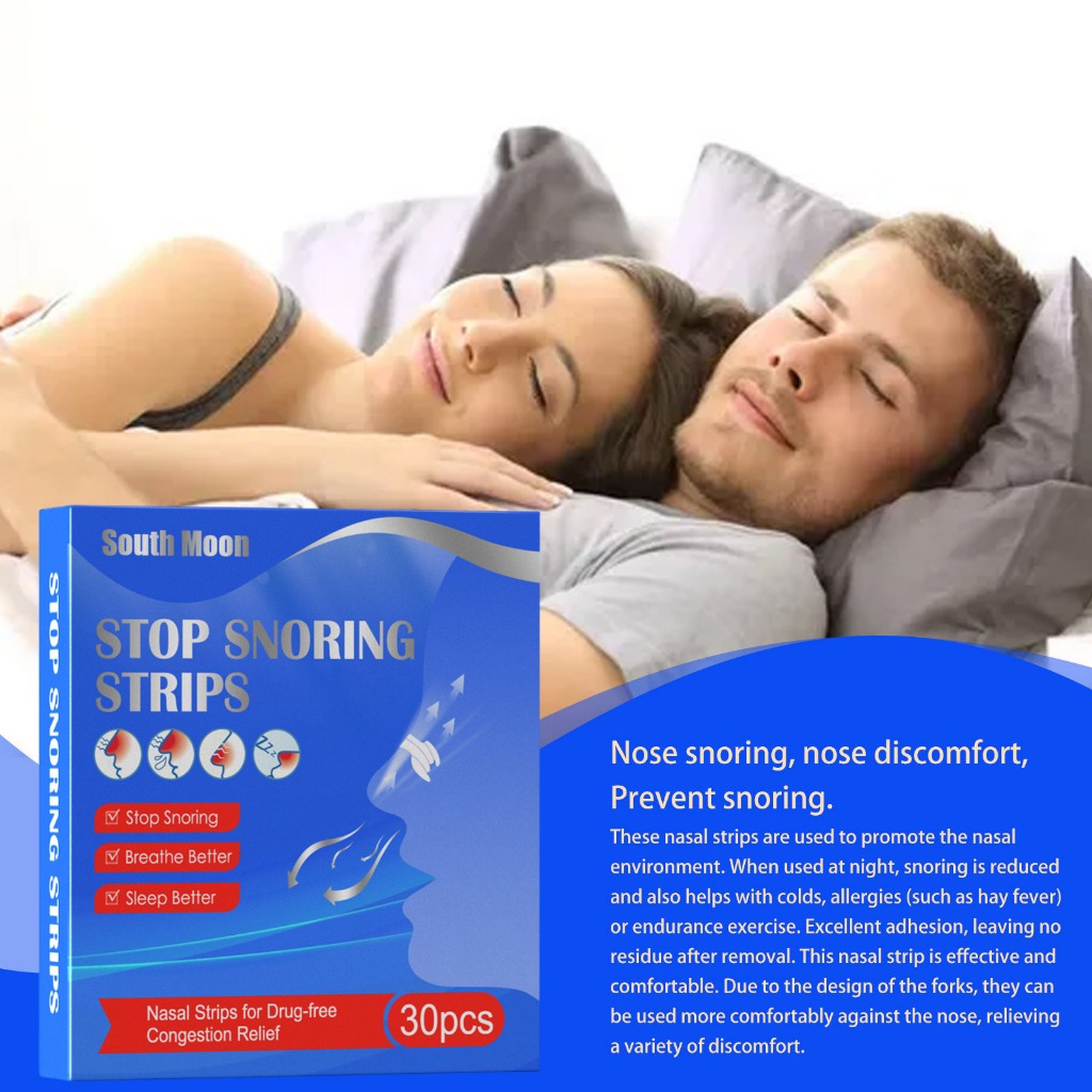South Moon Nasal Snoring Strip 30pcs Plester Hidung Anti Dengkur Anti Snoring Plester Hidung Tersumb