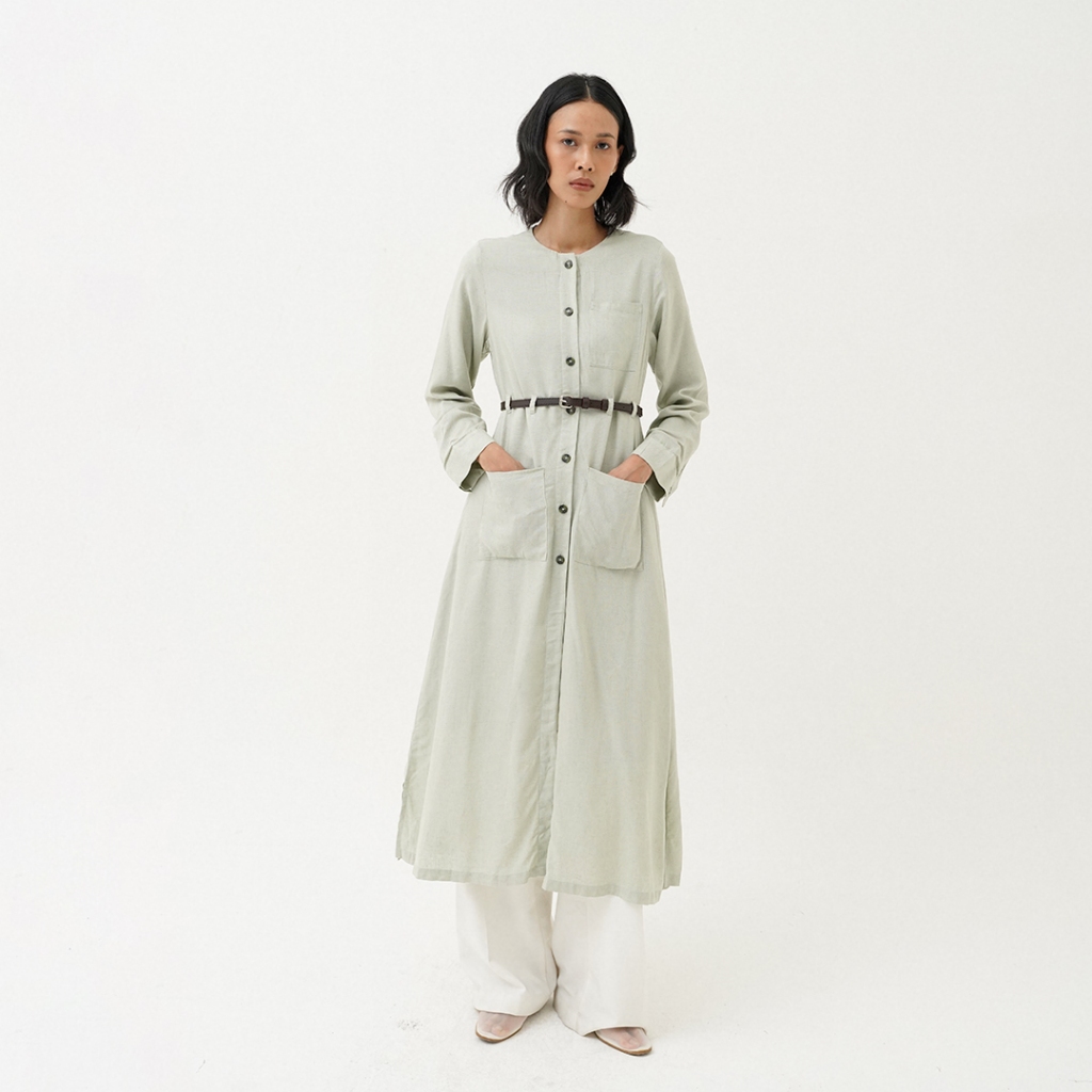 Queensland Long Tunic With Belt Tunik Lengan Panjang LIN000463Q Hijau
