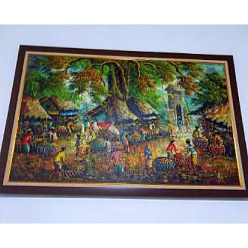 Lukisan pasar tradisional Bali ukuran 1,5m