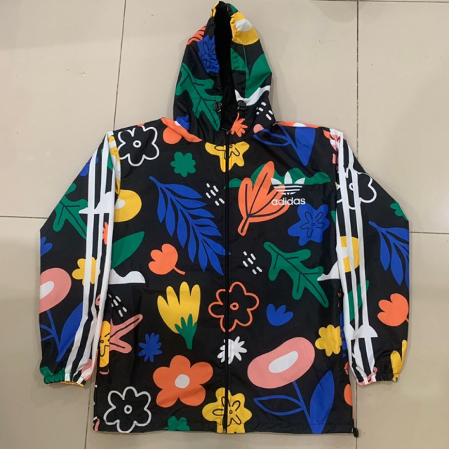 JAKET ANTI AIR ADIDAS TRACKTOP MOTIF BUNGA JAKET RUNNING JAKET OUTDOOR JAKET OLAHRAGA UNISEX