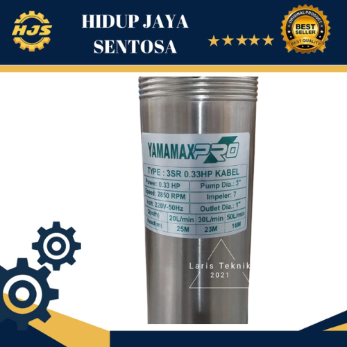 YAMAMAX POMPA AIR 3" SR 0,33 0,25 0,5 +kabel 30M (370 watt) Pompa Satelit/Submersible pump/Pompa Sib