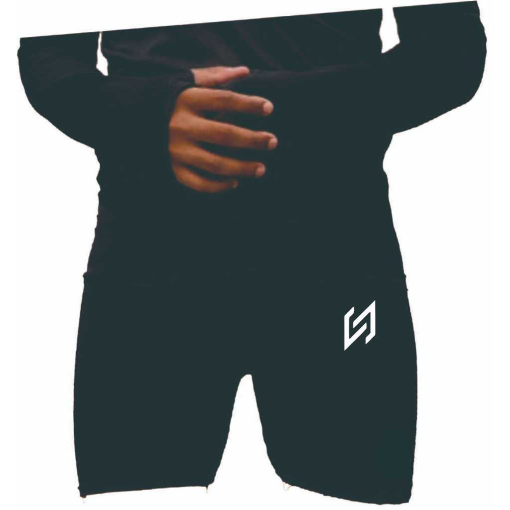 celana manset pendek pria legging baselayer sport man short sot pant outdoor unisex hitam bahan adem