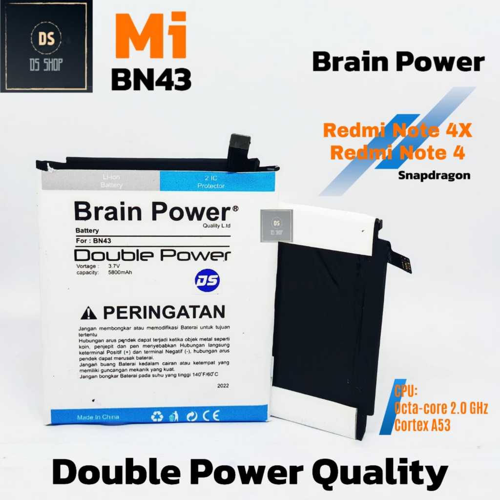 Baterai Xiaomi Redmi Note 4 / Xiomi Note 4X Snapdragon BN 43 BN43 Double Power