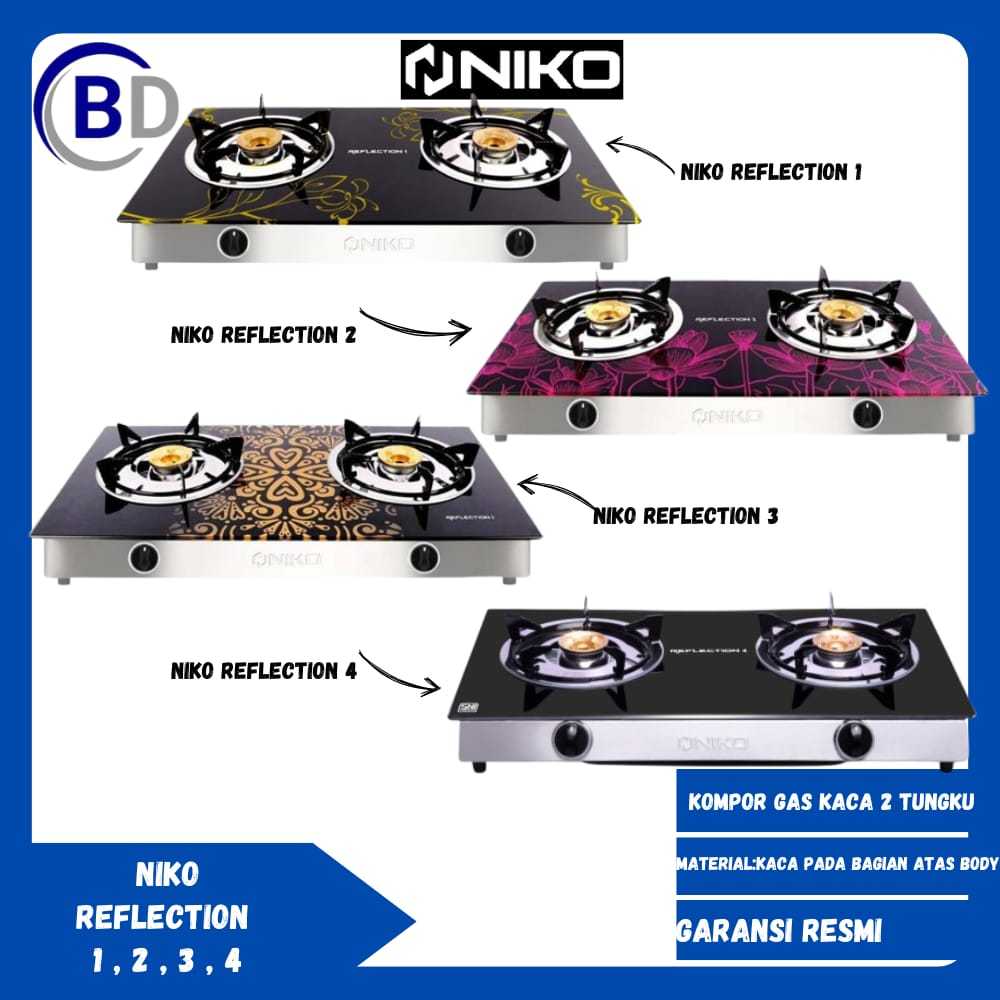 NIKO Kompor Gas Kaca 2 Tungku Kompor Kaca Niko