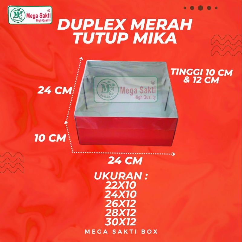 

(ISI 10 PCS) DOS / DUS KUE DUPLEX MERAH POLOS TUTUP MIKA TINGGI 10 CM & 12 CM UK 22, 24, 26, 28, 30 CM / KARTON BOX KOTAK HAMPERS DUPLEX MERAH TUTUP MIKA