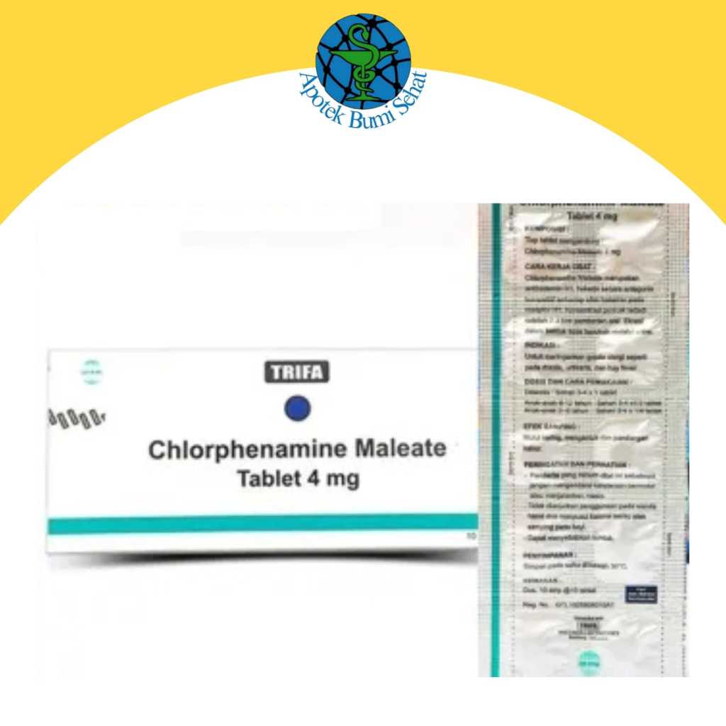 Chlorphenamine Maleate ( CTM ) Tablet 4 MG TRIFA PER BOX
