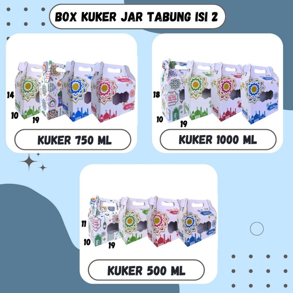 

Box Kuker Jar Isi 2 19x10x18 / 19x10x14 / 19x10x11 Toples Jar 1000ml/750ml/500ml Jinjing Gable Box Jar Kue Kering Gable Box Serbaguna Botol Dus Kue Kering Kemasan Madu Souvenir Hampers Lebaran Idul Fitri