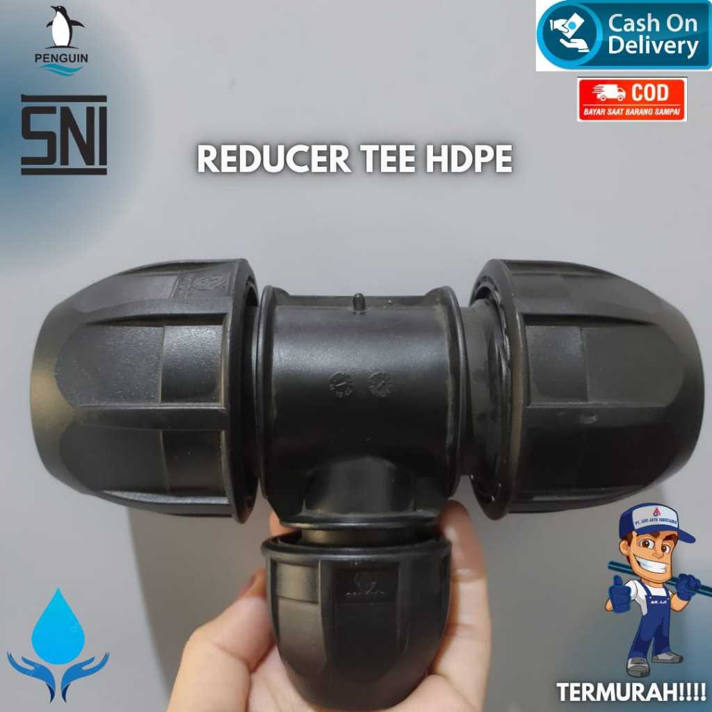Fitting HDPE Reducer Tee 4 inch x 3 inch ( R.Tee 110mm x 90mm )