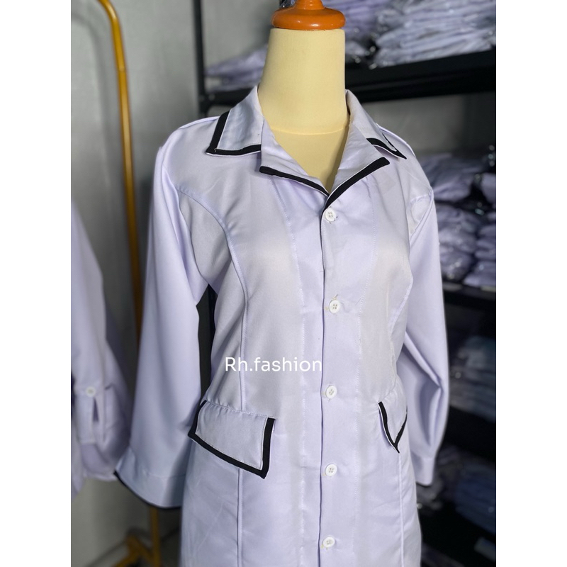 Stelan Pdh tunik putih List hitam seragam dinas wanita pns