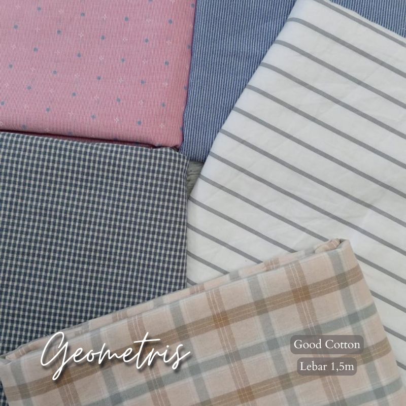 Kain/textile katun premium motif kotak dan salur garment.