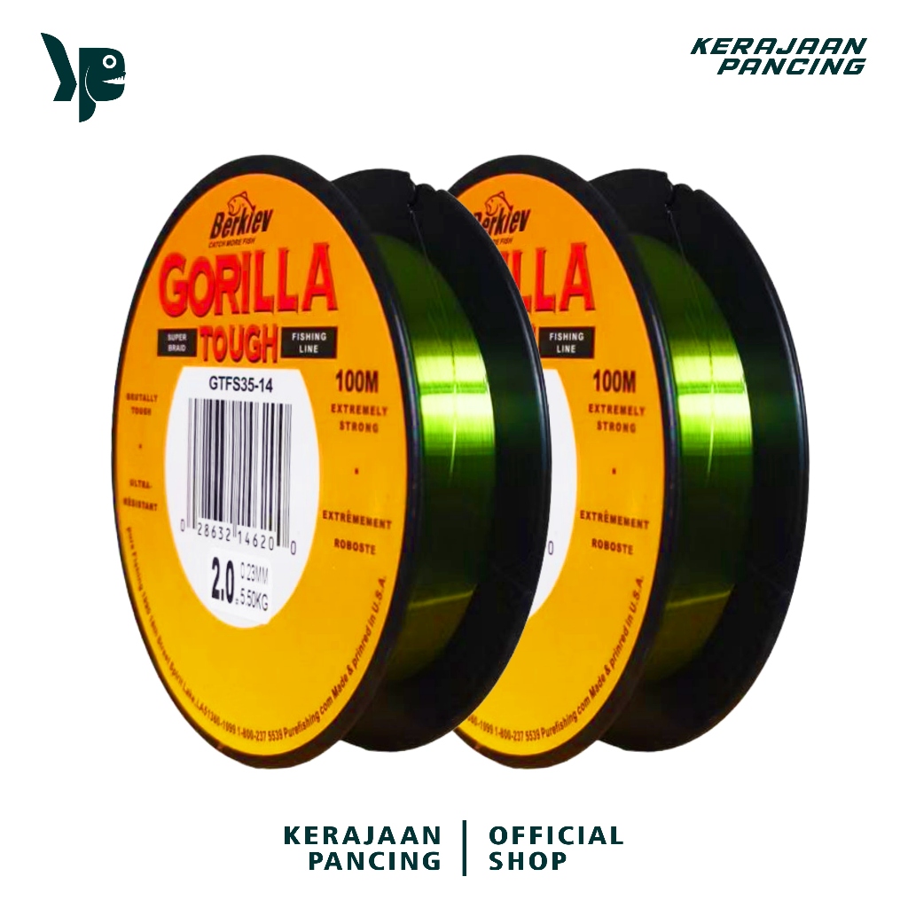 KERAJAAN PANCING - Senar  Berkley Gorilla hijau  Panjang 100Meter Pancing Anti Keriting Super Kuat